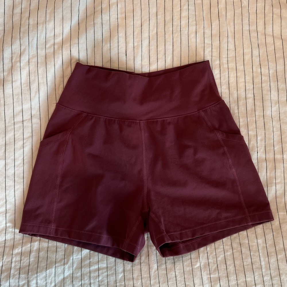 Alphalete Red Athletic Shorts High-Waisted Stretch - Picture 2 of 3